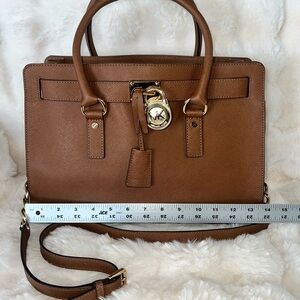 Michael Kors Brown Leather Satchel with Adjustable Strap